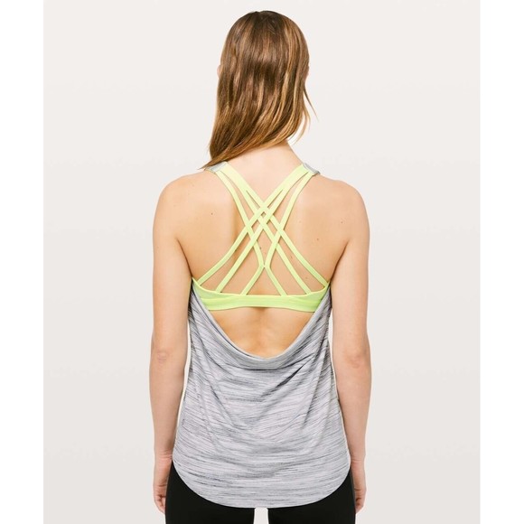 Lululemon Slay The Studio 2-In-1 Tank Women's Size 4 Gray Lime Green‎ Strappy - Picture 11 of 12
